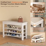 IUNVR Shoe Rack Bench Seat Rubberwood 3-Tier Wooden Storage Bench 550lbs Compact Mid-Century Modern Design for Entryway, Hallway, Closet, Front Door Entrance, Foyer