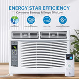 6000 BTU Window Air Conditioner with WiFi, Window AC Unit Cools Up to 250 Sq. Ft., Energy Saving with Remote & App Control & Timer Function, Perfect for Small Rooms, Living Room, Office