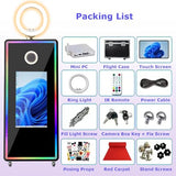 Photo Booth with Printer 32-inch Interactive Touch Screen Magic Mirror Photo Booth LED