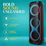 Dolphin KaraokeBox 380: Triple 8" Bluetooth Party Speaker – Powerful Sound System, Long-Lasting Rechargeable Battery, LED Lights, 35-Inch Tall, Portable Design, AUX/USB/TF/Bluetooth Connectivity