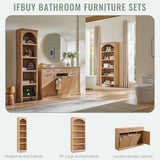 IFBUY Triple Tilt Out Laundry Hamper Cabinet, 20 Gallon Farmhouse Trash Can Cabinet w/Drawer & Adjustable Shelf
