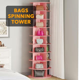 SpaceAid 9 Tier Rotating Shoe Rack Tower, Spinning Shoe Display Lazy Susan, Revolving 360 Shoe Rack Storage Round Carousel, Vertical Handbag Rotate Shoes Closet Organization (9-Tier Pink)