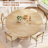 47″–63″ Extendable Round Dining Table for 4–8 with Dust-Proof 2-Tier Storage Shelf Space-Saving
