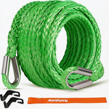 Aomifunny Synthetic Winch Rope Extension, 3/8Inch x 50Ft 26500 Lbs Winch Extension Cable Replacement Tow Ropes Line for Off Road Vehicle ATV UTV Truck SUV Jeep (Green)