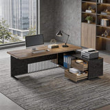 70.86 inch Inch Large Executive Desk with Drawers Cabinet, L Shaped Office Desk, Computer Desk