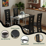 Karl home 5-Piece Dining Table Set with 1 Glass Dining Table and 4 PVC Chairs,