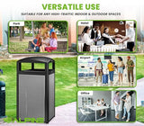 Commercial Trash Can with Locking Lid – Heavy-Duty Weather-Resistant Metal Garbage Bin with Removable Liner for Parks