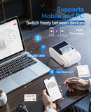 Label Maker Machine with Tape, 3'' Bluetooth Thermal Transfer Sticker Printer for Small Business Clothing