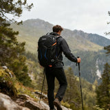 MIVENTO Hiking Backpack with Front Open Pockets, Wire Support Rear Panel, Splash-Resistant Nylon, for Men Women Outdoor Travel (Black)