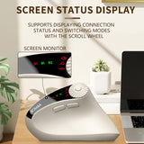 IDJXNXYDH Ergonomic Vertical Wireless Mouse Bluetooth & 2.4G USB Receiver Silent Vertical Mouse with LED Indicator Screen Multifunctional Turntable for Office Work