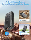 SOXONO Solar Charger Power Bank, PD 20W Fast Charging External Batter, 40000mAh Portable Phone Charger Built in 4 Cables with Dual Bright Flashlights for Camping, Hiking, and Outdoor Use (Black)