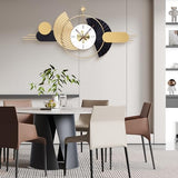 AXAORIRA 39x18 Inch Modern Decorative Wall Clock Battery Operated, Unique Silent Non-Ticking Large Clocks for Living Room, Kitchen, Bedroom, Office – Abstract Design Timepiece