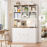 HIFIT 72'' Tall File Bookcase with Power Outlet & Printer Stand, 2 Drawer Filing Cabinets for Home Office Fit Hanging A4 File