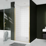 ComfyStyle 36-38" W x 72" H Frameless Pivot Shower Door with Single 180° Swing Glass Door, Hinged Shower Glass Door with 1/4"(6mm) Clear SGCC Tempered Glass, Brushed Gold Finish