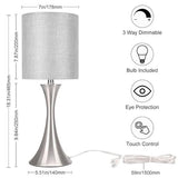 Table Lamp, Dimmable Bedside Desk Lamp with Metal Base Modern Nightstand Lamp Stylish Grey Shade Simple Side Table Lamp for Bedroom