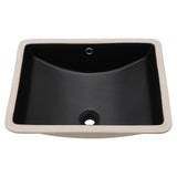 Lordear Undermount Black Bathroom Sink 21x15 Inch Bathroom Vanity Sinks Undermount Rectangle Black Porcelain Ceramic Bathroom Under Counter Lavatory Vanity Sink Basin with Overflow