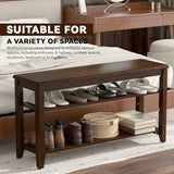 Taitiy Shoe Rack Bench with Rubberwood Flat Top and 3 Adjustable Shelves – Wooden Shoe Rack for Entryway, Hallway, Mudroom, Front Door, or Small Spaces