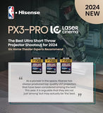 Hisense Laser Cinema PX3-PRO Triple Laser Ultra Short Throw Projector, 80"~150", 4K UHD, High Contrast