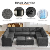 127'' Oversized U Shaped Modular Sofa, Sectional Couches with Storage for Living Room