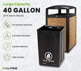 Alpine Outdoor Commercial Trash Can with Lid - 40 Gallon Heavy Duty Metal Garbage Can with Removable Bin