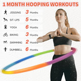 Phobby Weighted Exercise Hoop for Adults, 2.8lbs Adjustable Fitness Hoop, Detachable Hoops with Resistance Band, Headband & Jump Rope