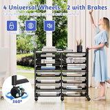 Simple Trending Rolling File Storage Cart, 15-Tier Metal Desk File Organizer with 14 Mesh Sliding Trays