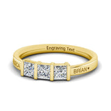 Oseew 1.5 Carat 3 Stone Gold Moissanite Ring for women Wedding Rings for Women Princess Cut Moissanite Engagement Ring Yellow gold