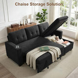 KCGKCG 82" L Shaped Sleeper Sofa Bed, Pull Out Sectional Couch with Storage Chaise/Reclining Backrest