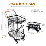 2-Tier Foldable Shopping Cart with Wheels for Groceries, Grocery Store Cart with 360° Rolling Swivel Wheels