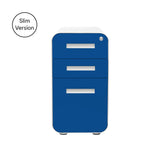 Laura Davidson Furniture Stockpile Slim 3-Drawer Mobile File Cabinet with Lock - Under Desk Metal Filing Cabinet, Legal/Letter File Folders, Wheels and Stationary Feet