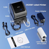 Bluetooth Shipping Label Printer 4x6 - D520BT Thermal Label Printer for Small Business