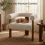 VKNOW Barrel Accent Chairs Set of 2 with Armrests and Walnut Wood Legs