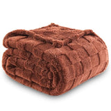 NEWCOSPLAY Super Soft Twin Blanket Coffee Premium Silky Flannel Fleece 3D Checkered Lightweight Bed Blanket All Season Use (Coffee Checkered, Twin(60"x80"))