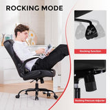 COMHOMA Office Computer Gaming Chair Ergonomic Desk Chair for Adults with Lumbar Support Flip-Up Arms Adjustable Height Swivel Wheels PU Leather Executive Design for Short People Use, White