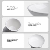 KITCHENLESTAR Ceramic Elevated Cat Bowls - 6.2 Inch Extra Wide Raised Cat Food and Water Bowl Set for Indoor Cats, Whisker-Friendly Ceramic Cat Dish for Elder Big Cats & Small Dogs,White,2 Pack