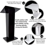 Lectern Podium Stand,Clear Podium Clear Podium Stand, Portable Schools Church Office with Wide Reading Countertop Surface