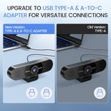 1080P Webcam with Microphone, C960 Web Cam, 2 Mics, 90° FOV, USB Type-A & A-to-C Adapter, Plug&Play Computer Camera for Online Calling