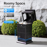 Commercial Outdoor Trash Can, Heavy Duty Stainless Steel Garbage Bin with Lock & Ashtray