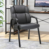 Leather Guest Chair with Padded Arm Rest for Reception Meeting Conference and Waiting Room