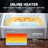 WOODBRIDGE 60" x 30" Alcove Acrylic Rectangular Whirlpool Heated Jetted Tub in White with Left Drain, Matte Black Finish, BS428-L-MB02