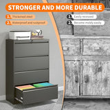 OPTYMIRA 4 Drawer Lateral File Cabinet with Lock Heavy Duty Large Metal Filing Cabinet Home Office