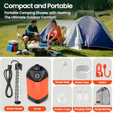 Portable Camping Shower with 2000W Heater, Long-Lasting 7800mAh Rechargeable Camping Shower with Digital Power,3 Spray Modes,IPX7 Waterproof Outdoor Camp Pump for Hiking, Travel, Car, Pet