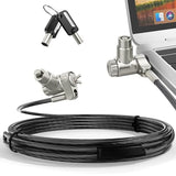 3-in-1 Universal Laptop Cable Lock, Professional Laptop Security Lock with 2 Keys, Cut-Resistant Steel Locking Cable with 360° Rotating Head,