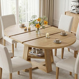 LIKIMIO 43"-59" Extendable Round Dining Table for 4-8, Transformer Oval Dining Room Table with Removable Leaves Space Saving