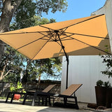 PURPLE LEAF 8.2' X 11.5' Tilting Patio Umbrella with Base Outdoor Cantilever Swivel Rectangle Umbrella Aluminum, Beige