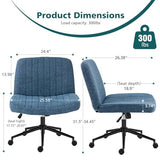 OLIXIS Criss Cross Chair with Wheels Wide Cross Legged Office Desk Vanity Chair, Blue