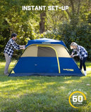 FanttikOutdoor Zeta C4 Pro Camping Tent 4 Person Instant Cabin Tent Setup in 60 Seconds with Rainfly & Windproof Portable with Carry Bag for Family Camping & Hiking, Upgraded Ventilation, Navy Blue