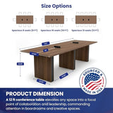 OfficeSimpli Conference Room Table, Made in USA, 12 ft, California Walnut