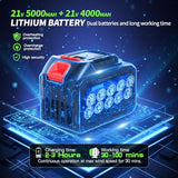 Opuliv Leaf Blower Cordless, 2in1 Electric Cordless Leaf Blower w/ 2 Batteries & Charger, 4 Wind Speed, 2 Handheld Modes, 4.0/5.0AH Battery, Lightweight Blowers