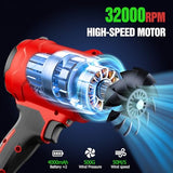 Cordless Leaf Blower, Leaf Blower Cordless with Battery and Charger, Portable Lightweight Handheld Blower, Extended Nozzle, Turbo Jet Blower (Red)